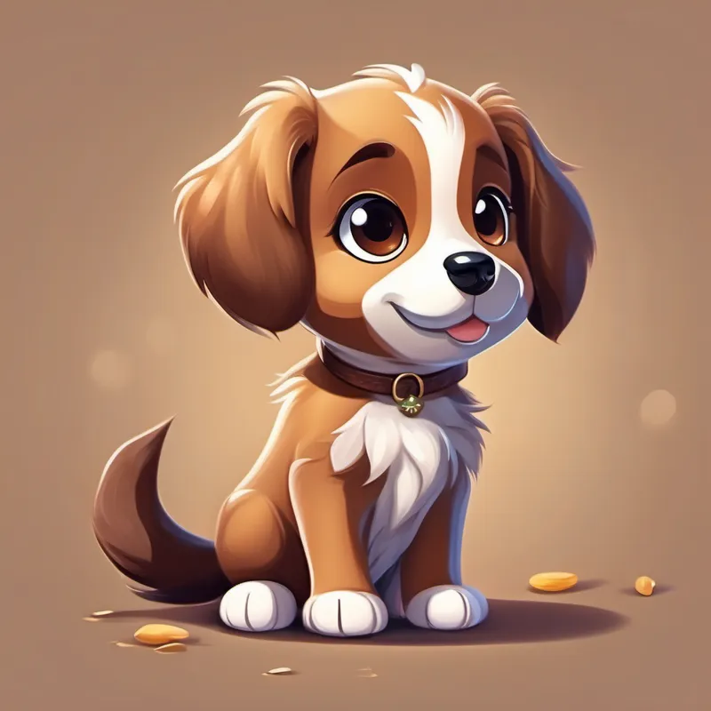 A cute puppy with brown fur and a wagging tail