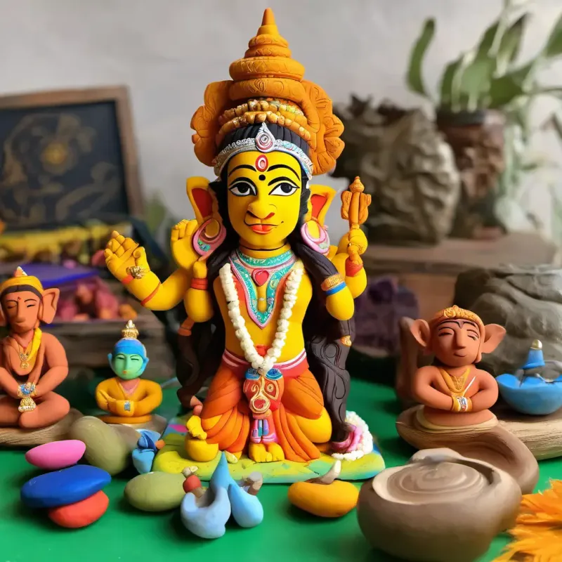 Wise teacher, warm eyes, soft voice, gracefully aged teaches about mantras and Lord Hanuman.