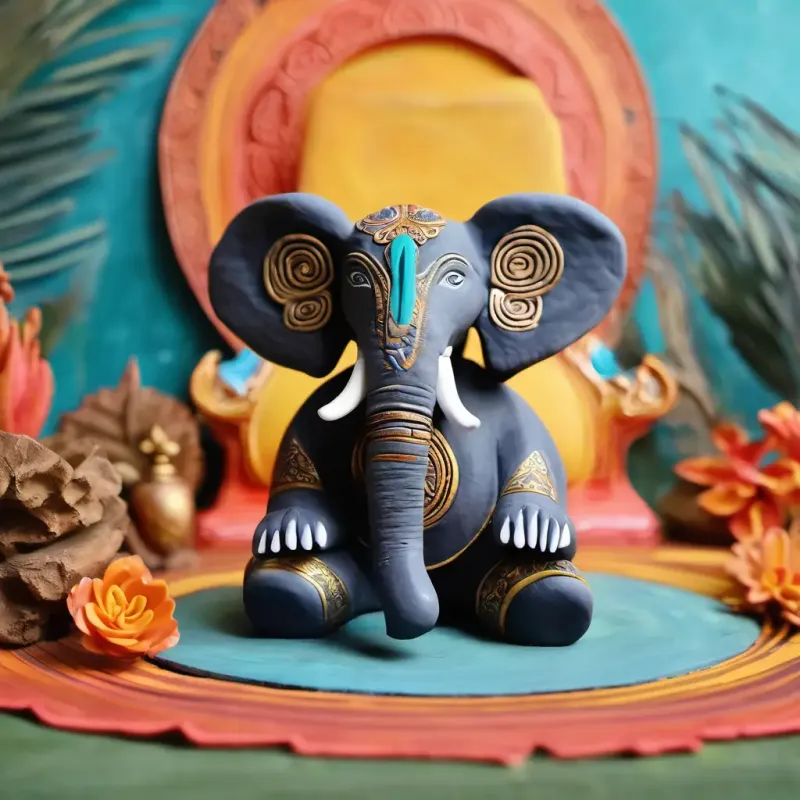 Meeting Elephant-headed god, benevolent presence, deep resonant voice in the mystical realm.