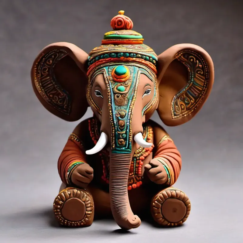 Elephant-headed god, benevolent presence, deep resonant voice teaches a wisdom mantra.