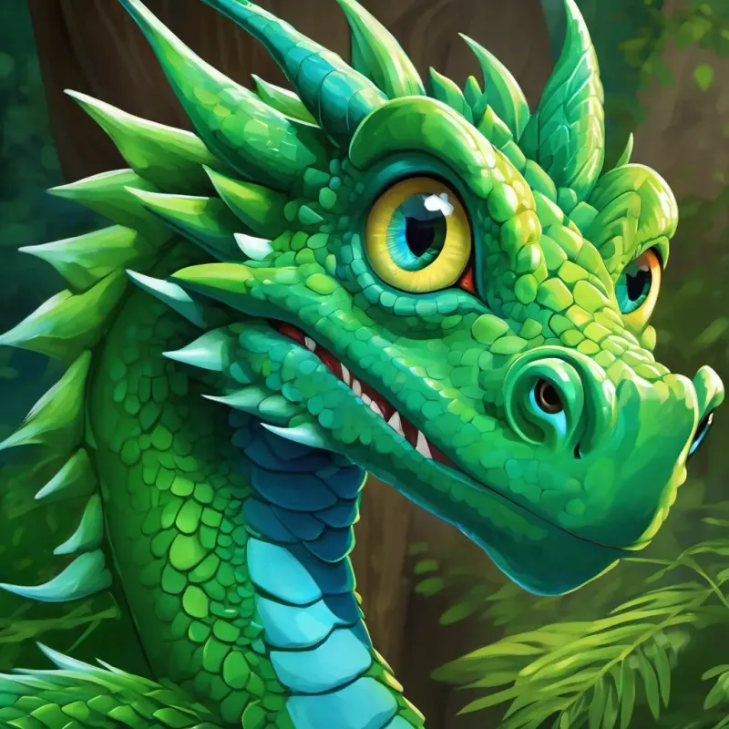 Green dragon with big blue eyes is a green dragon with big blue eyes.