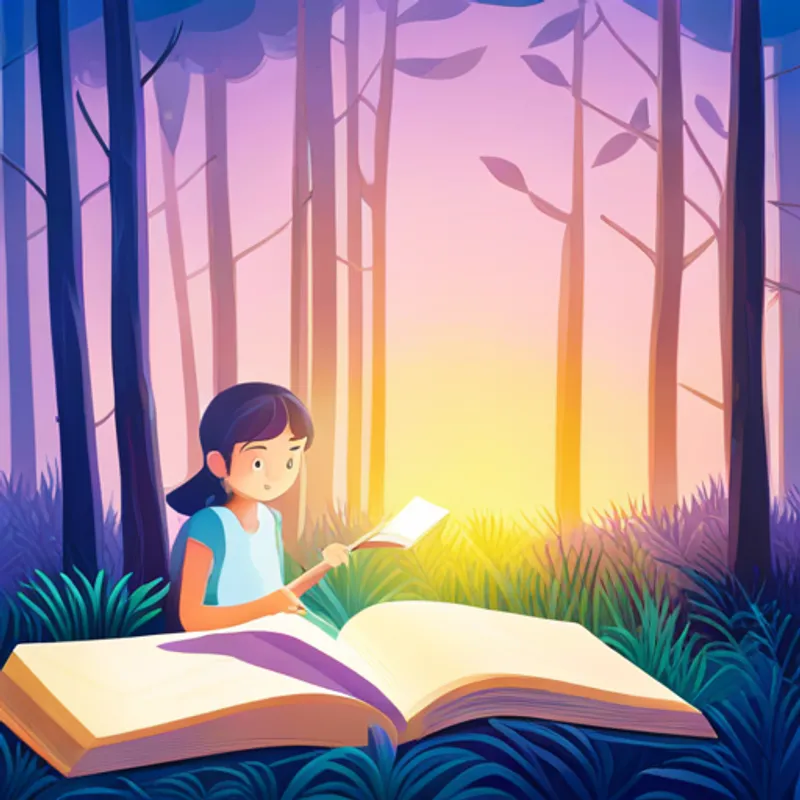 Lila finds a book with glowing pages in a hidden forest