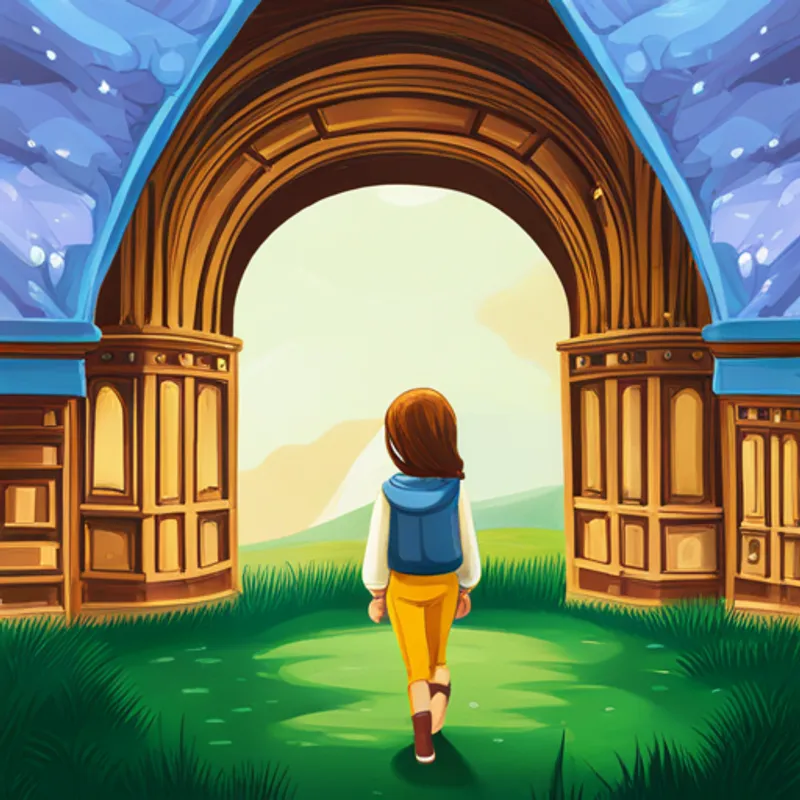 Lila walks through a magical portal to a medieval kingdom