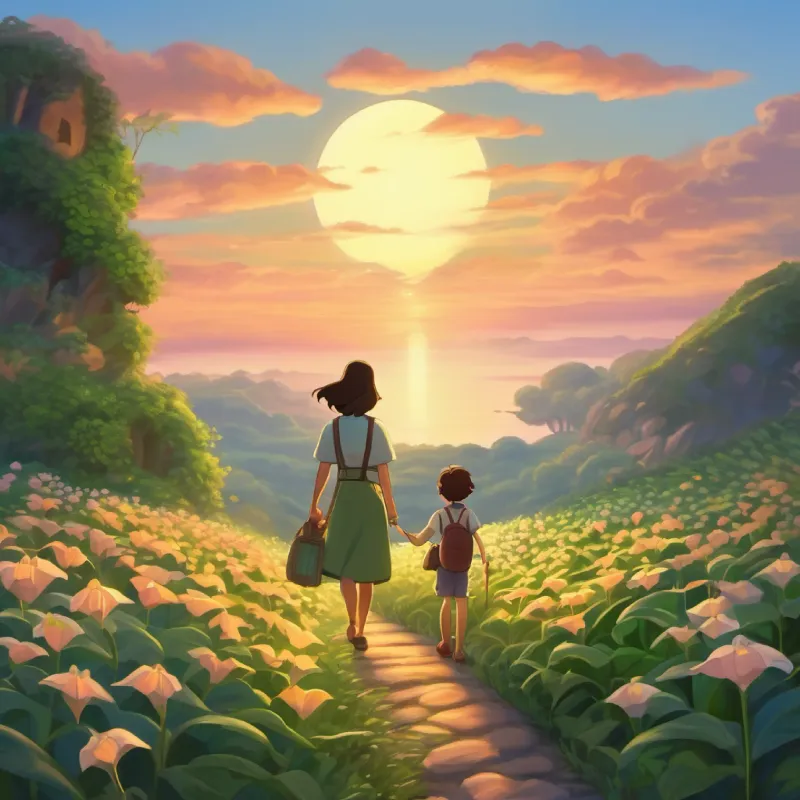 Dawn approaches, the Moonflower's farewell, return journey, friendships formed, heartwarming close.