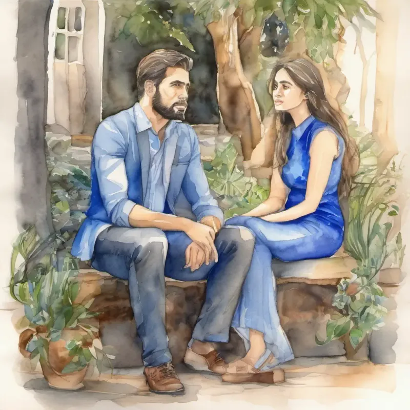 Pelo oscuro, ojos azules alerta, mirada introspectiva is frustrated as his plans fail and the couple remains happy.