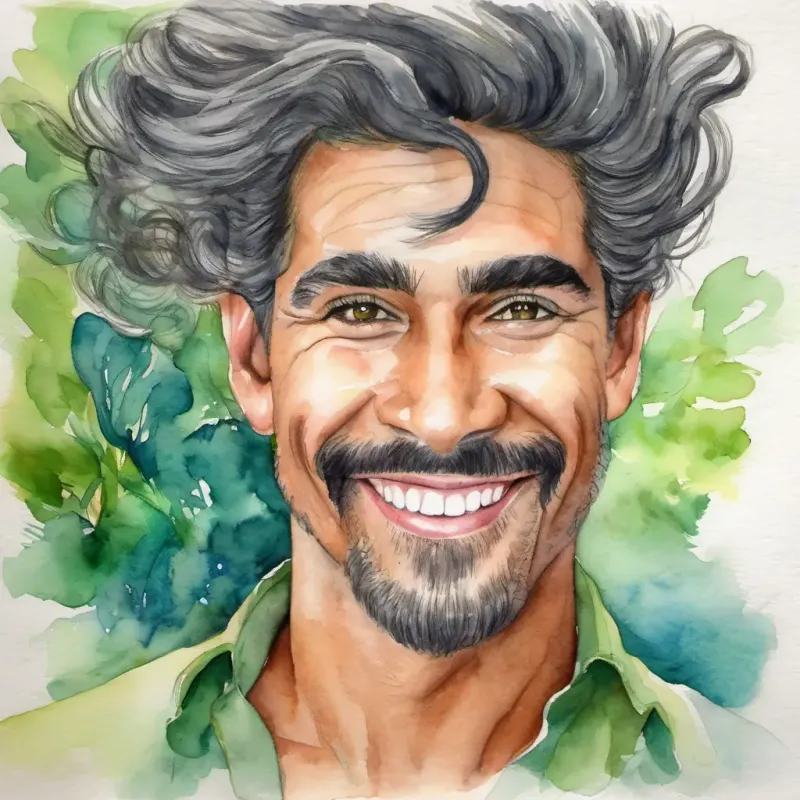 Hair castaños, ojos verdes e intensos, sonrisa cálida talks to Pelo oscuro, ojos azules alerta, mirada introspectiva calmly, sharing his insights on true happiness.