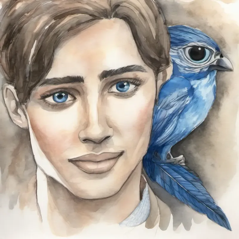 Pelo oscuro, ojos azules alerta, mirada introspectiva befriends the couple, learns self-worth, and finds his happiness.