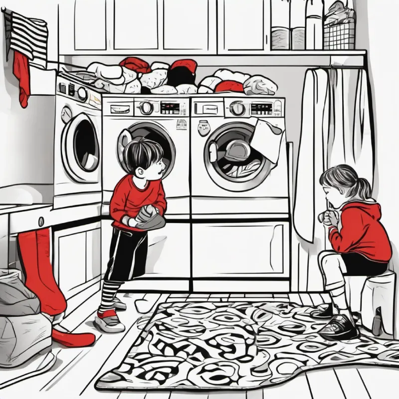 Siblings discover animated socks in the laundry room.