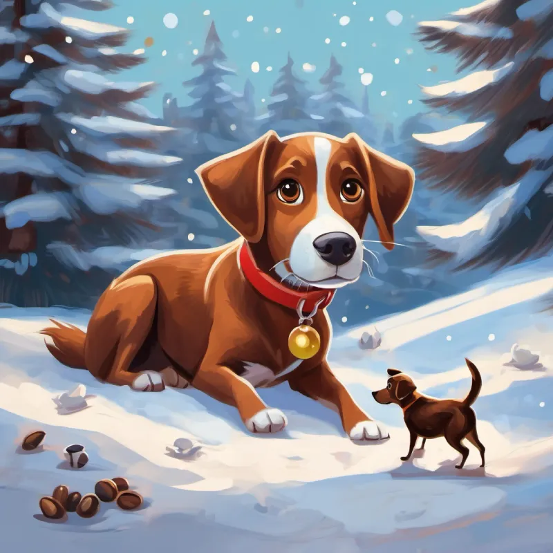 Curious A playful brown dog with bright, inquisitive eyes observes ants and inquires about their march.