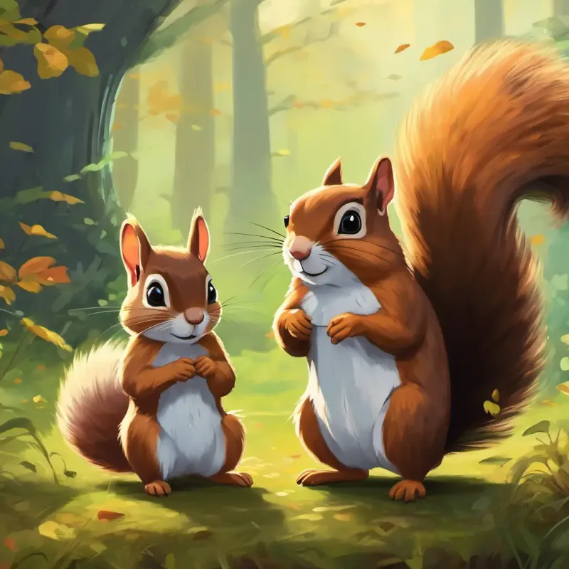 Mouse and squirrel looking uncertain as they remember good advice.