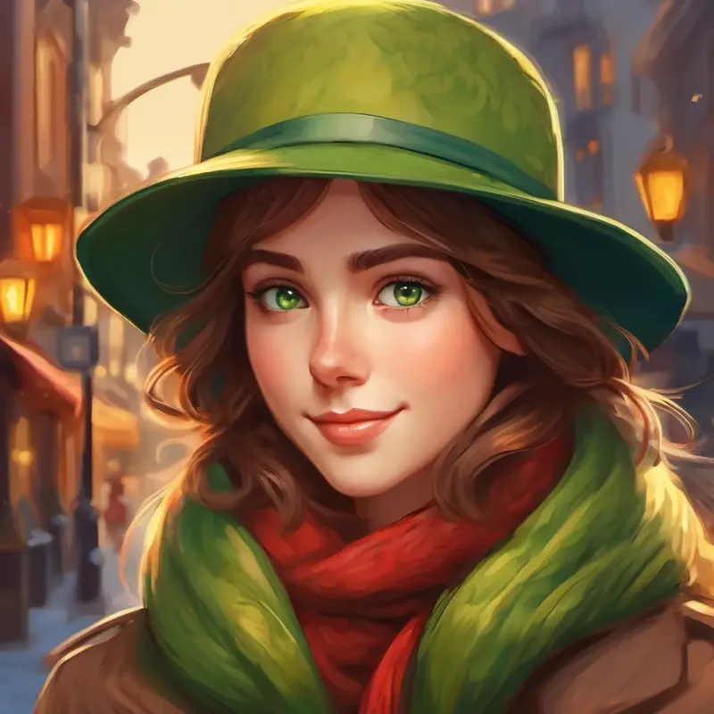 Tall, brown hair, green eyes, wearing a green hat expresses gratitude, recognizing the value of Short, golden hair, blue eyes, wears a red scarf's act of kindness.
