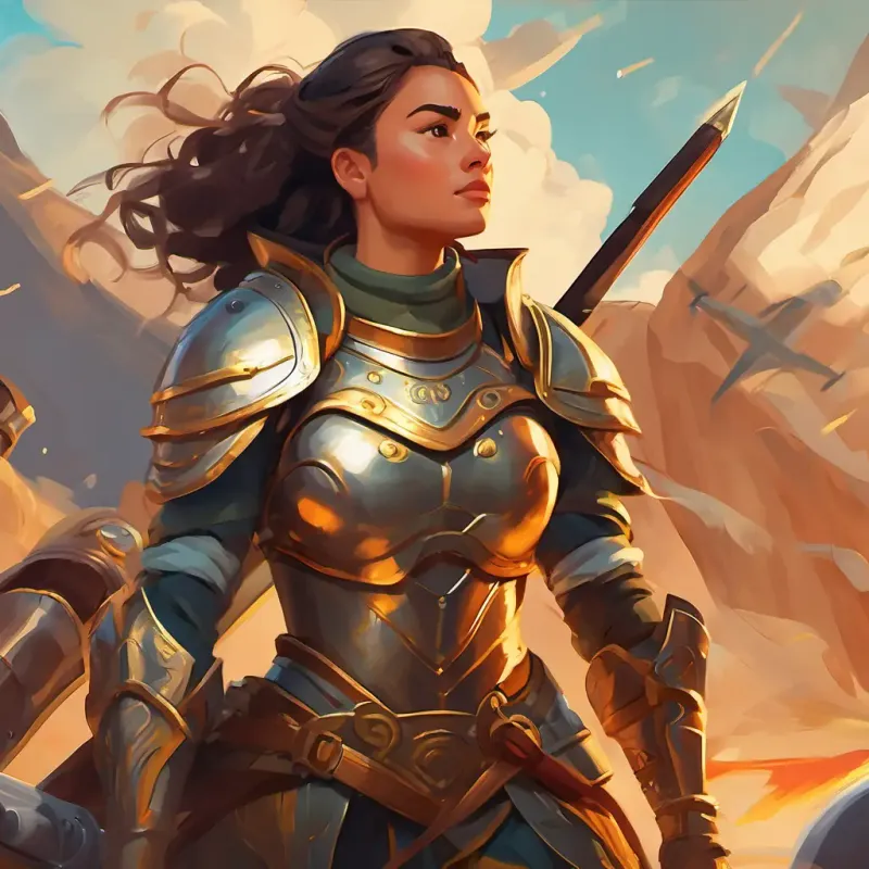 Strong warrior women with ancient armor and weapons inside Bill's jet
