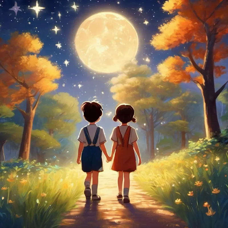 Twinkling stars, the children receive an echo of happiness from the past