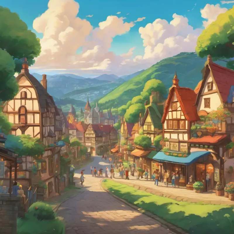 The text appears on a page with a vibrant illustration of the transformed town of Kindsville. Everyone in the town is shown smiling, helping, and showing kindness to one another.