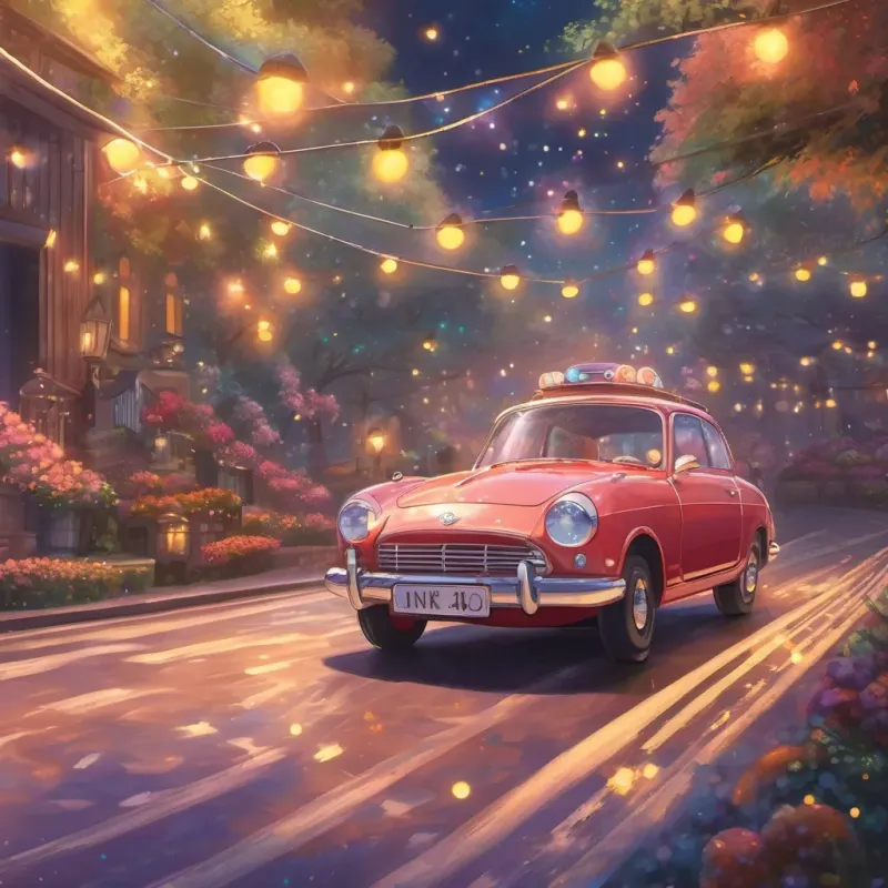 Shaun’s car heading straight towards a dazzling finish line with lots of sparkles and glitter.