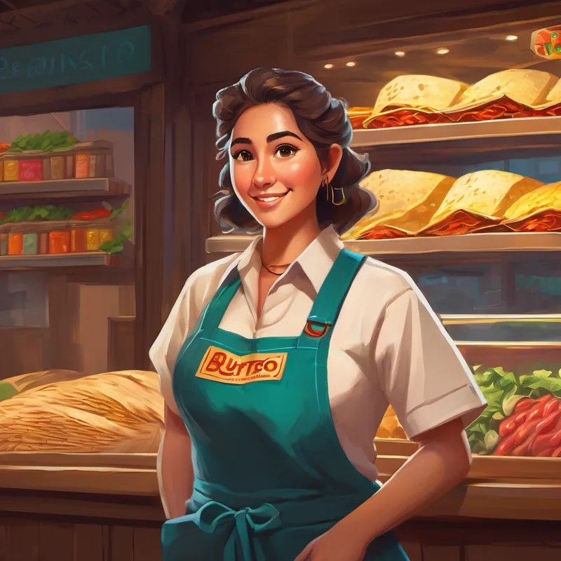 Buttrest blushed with pride, feeling a sense of warmth in her heart. She realized that even in a fast-paced and sometimes tense environment, she had the power to make a positive difference. And so, Buttrest continued to work at "Burrito Bonanza," spreading her kindheartedness and bright smile to all who walked through the door. With each passing day, the customers couldn't help but be drawn to her radiant energy, and the store became known not only for its delicious burritos but also for the unforgettable warmth it exuded.