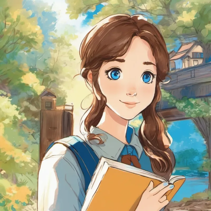 brown hair, blue eyes, always carrying a book self-realization, gained respect, personal growth.