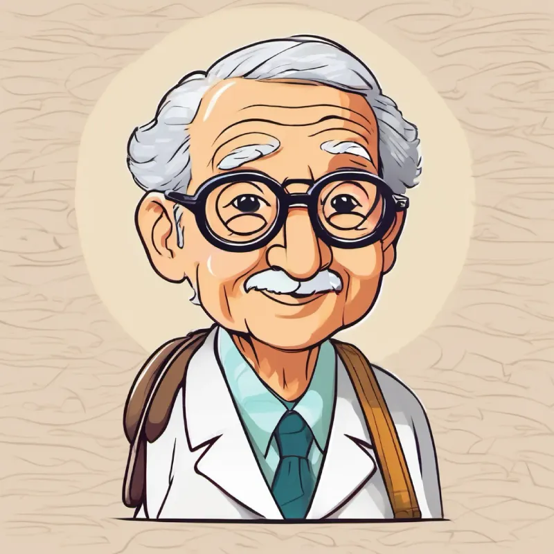 Wise old enzyme, friendly eyes, wears spectacles, holds a cane talks about enzyme functions as last names.