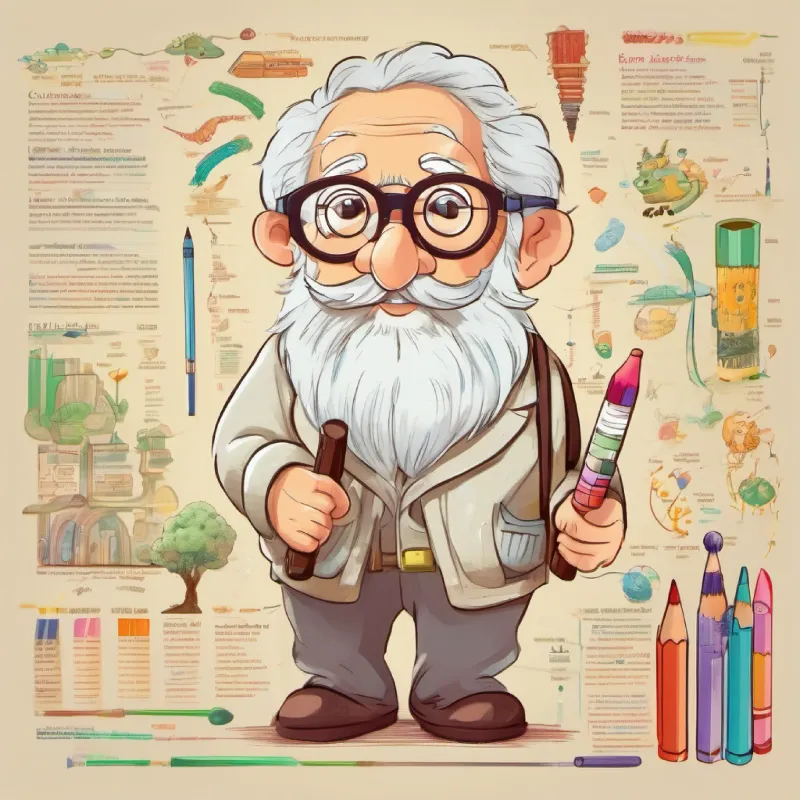Wise old enzyme, friendly eyes, wears spectacles, holds a cane explains classification and grouping of enzymes by job.