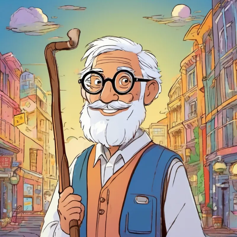 Wise old enzyme, friendly eyes, wears spectacles, holds a cane talks about the conditions for enzymes to work well.