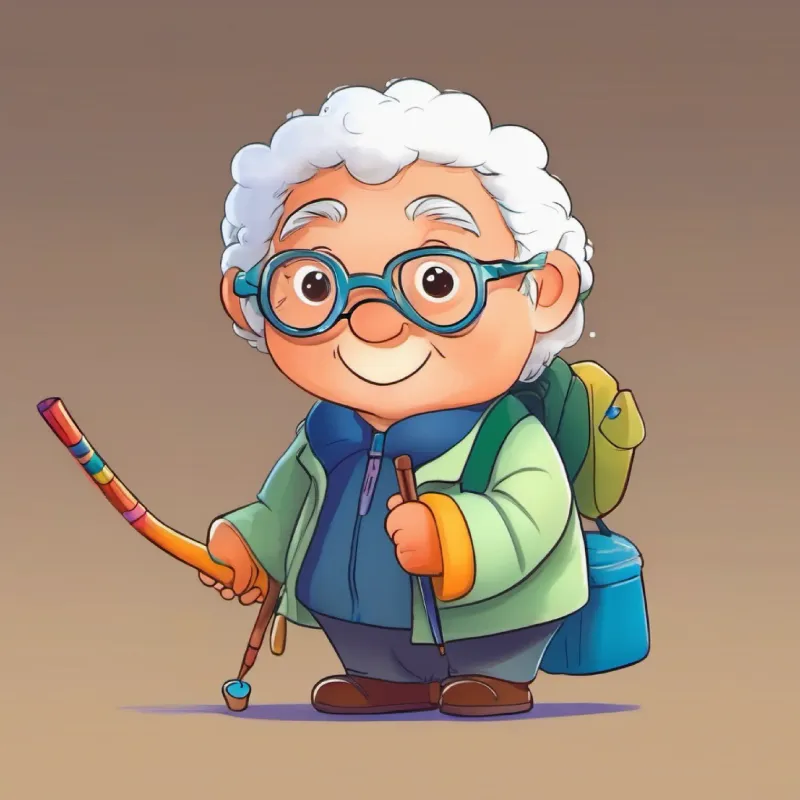 Wise old enzyme, friendly eyes, wears spectacles, holds a cane appreciates coenzymes as helpers.