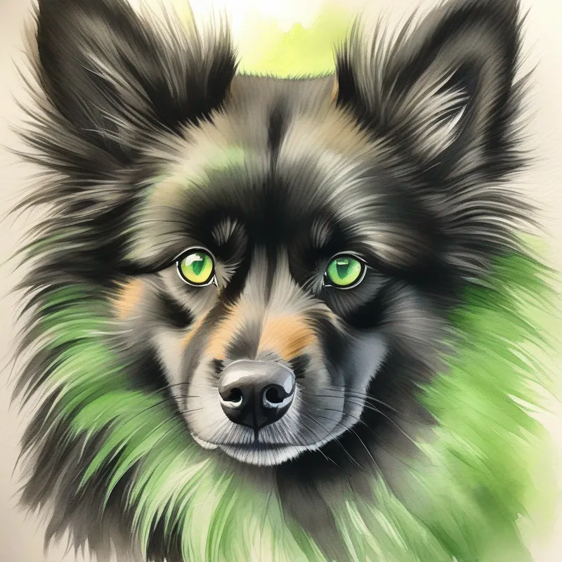 Soft black fur, bright green eyes, playful and agile and Fluffy brown fur, wagging tail, loyal and friendly growing older, providing warmth and cheerfulness