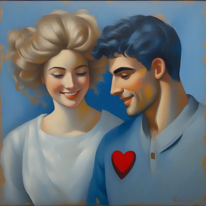 Ragazzo con capelli castani e una maglietta blu e la Donna con capelli grigi e un sorriso caloroso scrivono una lettera con cuori