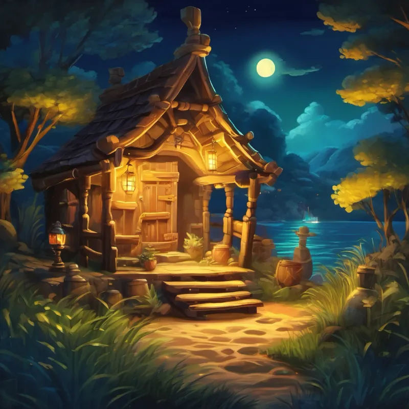 Discovery of the treasure at night.