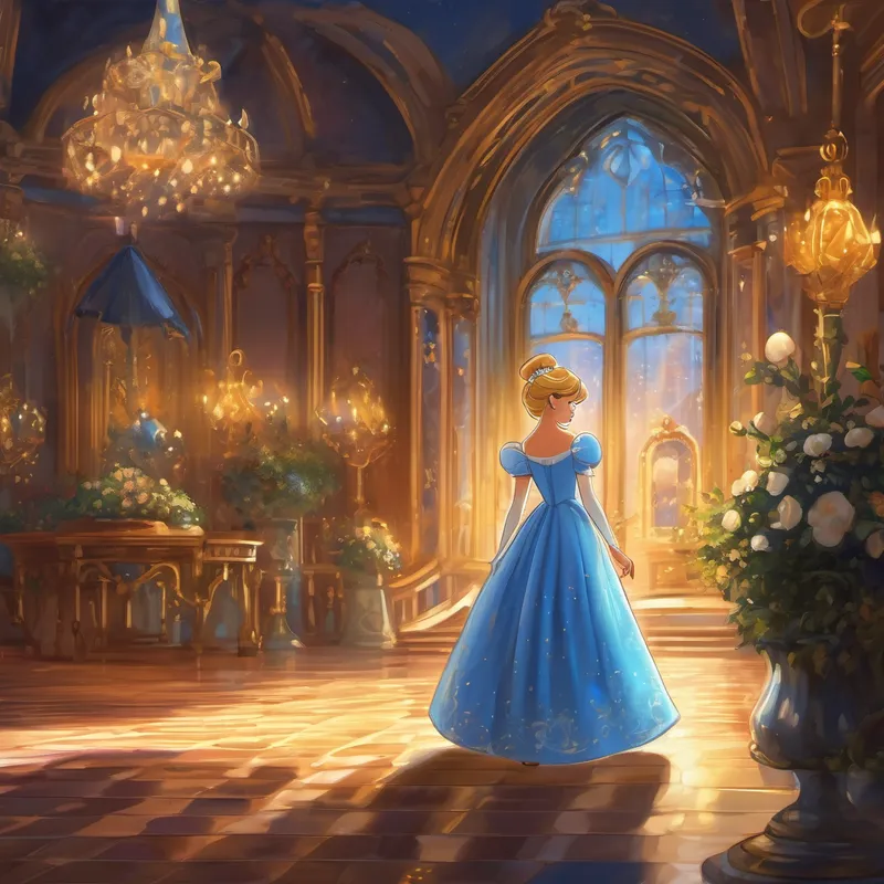 At the ball, everyone was amazed by the mysterious princess. The prince danced only with her. But Cinderella had to leave before her identity was revealed. In her hurry, she left behind a golden shoe.