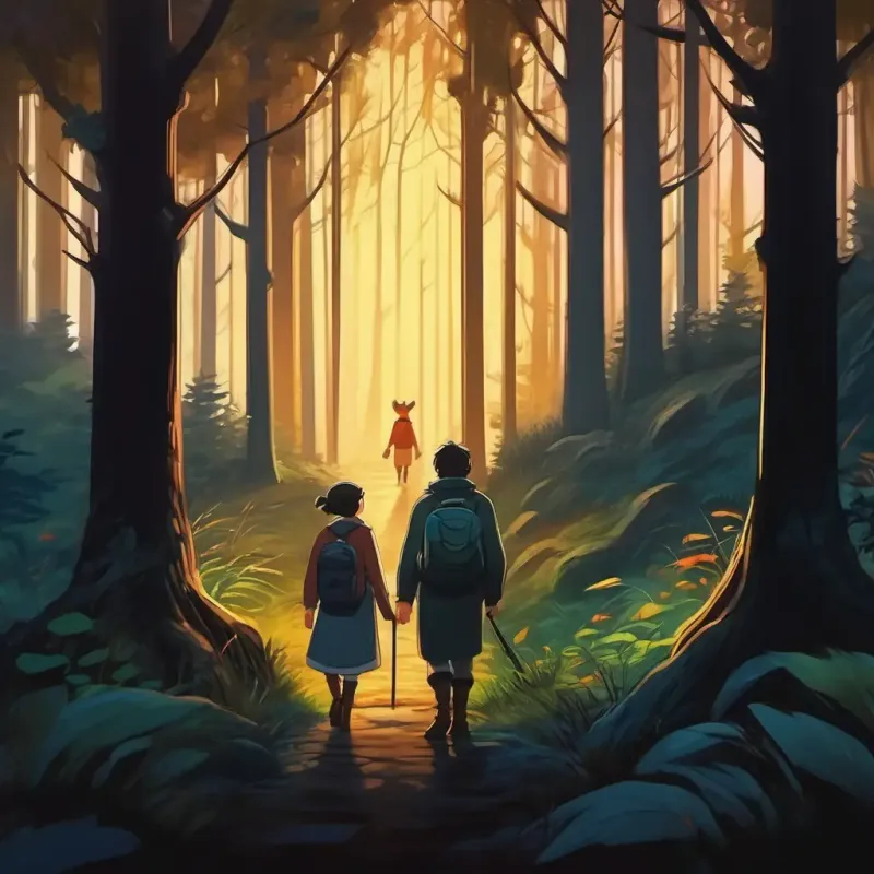 They approach a dark forest, facing their fears together.