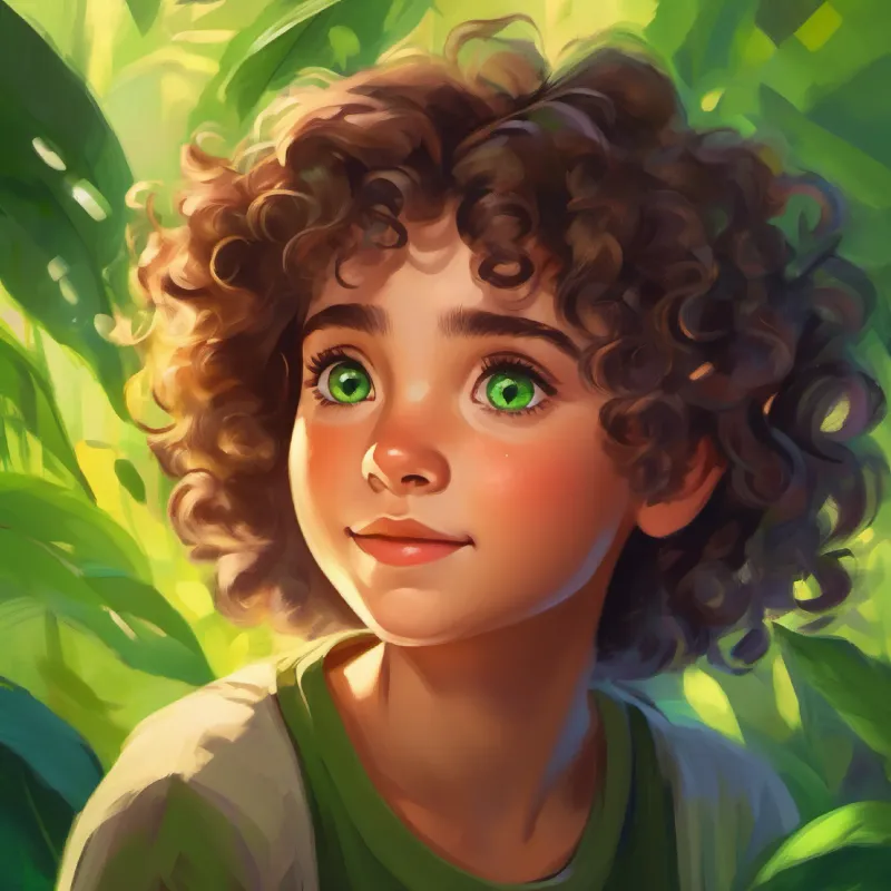 Young hopeful, curly hair, bright green eyes, full of dreams's first acting class, where she faces initial difficulties.