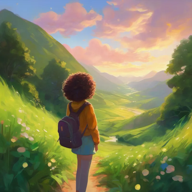 Young hopeful, curly hair, bright green eyes, full of dreams uses rejections to fuel her dedication to practice.