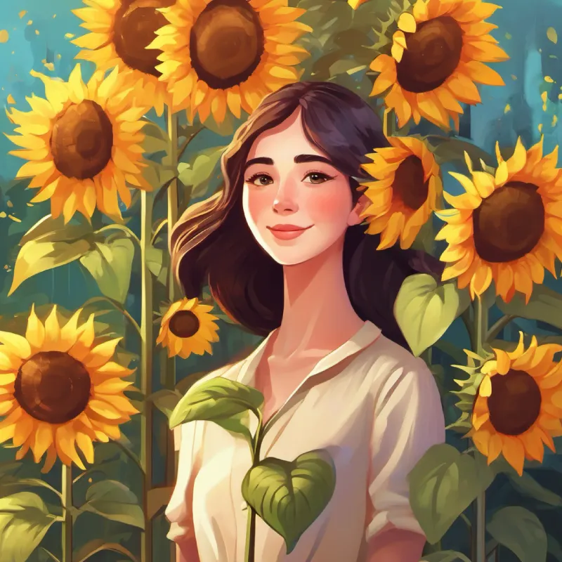 Slender woman, loves sunflowers, tall like them, brave in tiny world and Good friend to Anna, shorter than her, kind and creative helper accept and enjoy Slender woman, loves sunflowers, tall like them, brave in tiny world’s new size, ending happily.