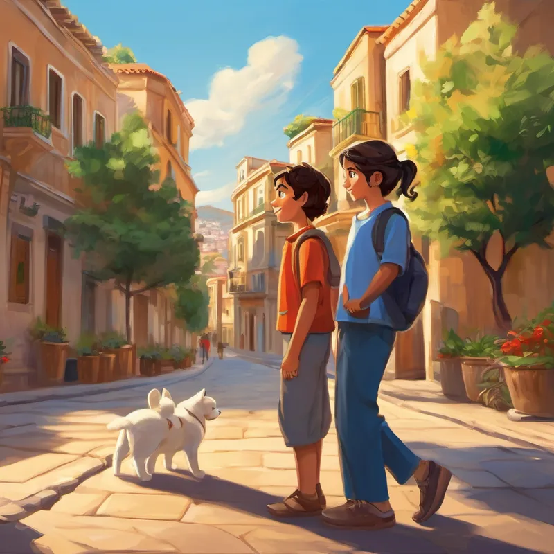 With compassion in her eyes, Ece gently encouraged Dimitris, saying, "Don't worry, Dimitris. We can be friends! We can explore Athens together and help each other find shelter and food. We must be determined to face any challenges that come our way!" Dimitris hesitated for a moment but saw the sincerity in Ece's eyes. Feeling an instant connection, he agreed, "You're right, Ece. Together, we can overcome anything that comes our way!"