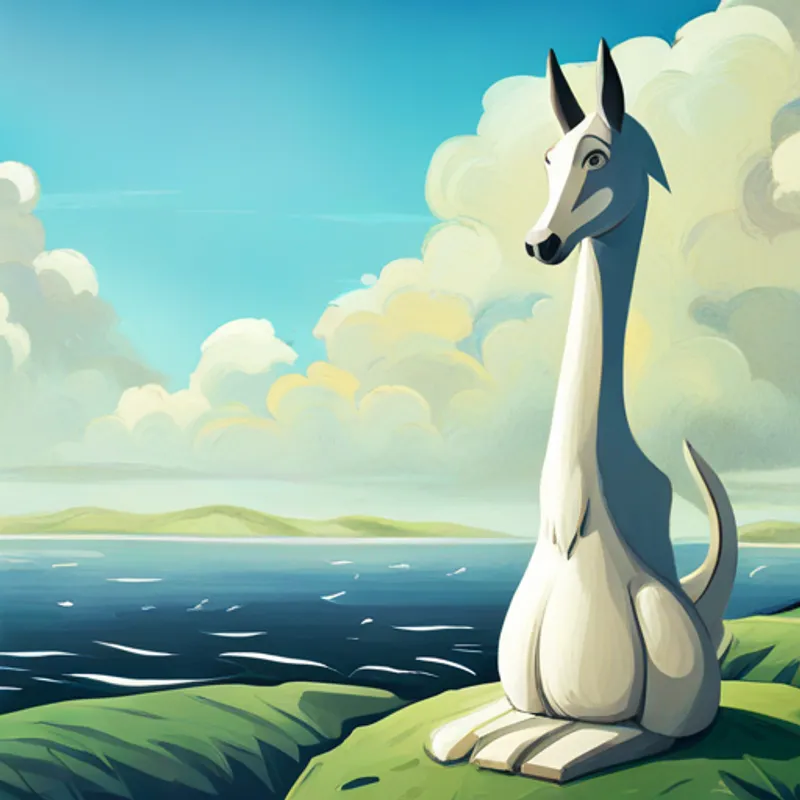 Lily smiling at the sight of a Tallneck in the distance