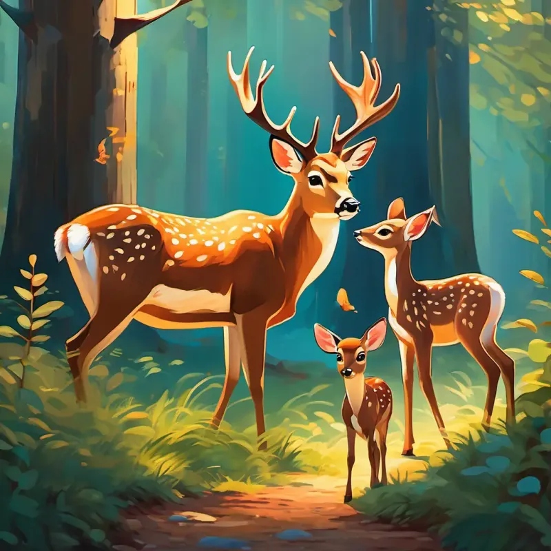 Discovering a deer family, connecting with animals, emotional bonding