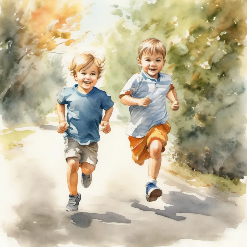 Little brother running fast and confidently