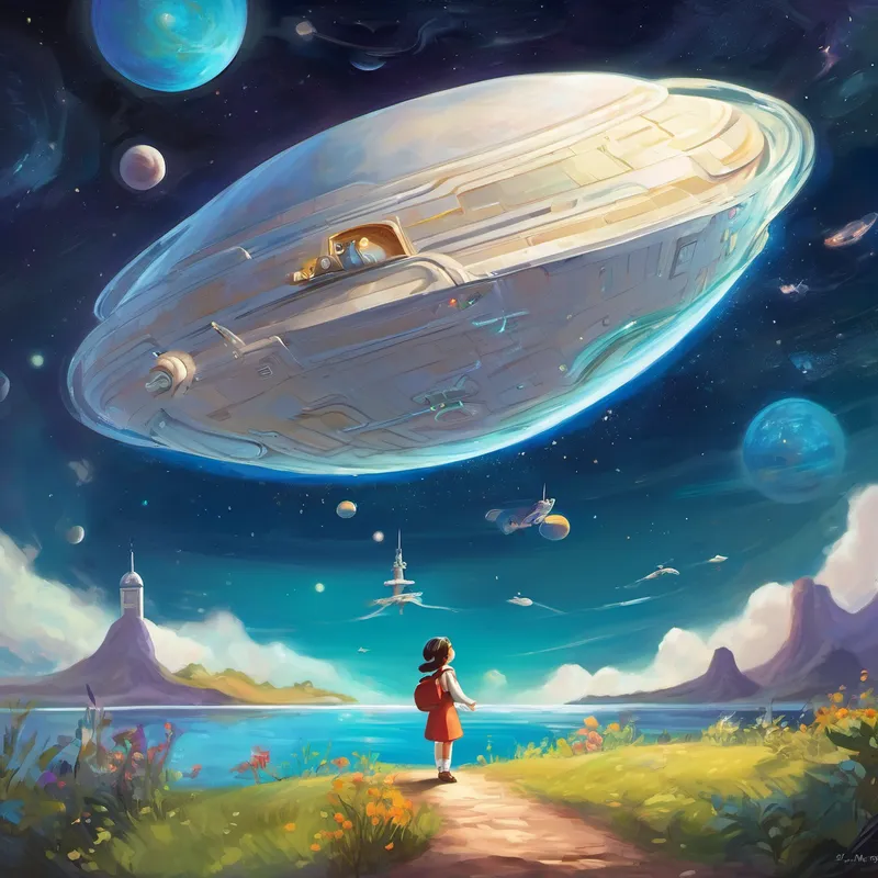 "Once upon a time, Lily," Grandma Ada began, "humans took their first steps beyond Earth, venturing into the vastness of space. They built marvelous ships that could fly faster than the speed of light, enabling them to explore distant galaxies and meet fascinating beings from other worlds." Wide-eyed and full of wonder, Lily asked, "What did they find, Grandma Ada?”