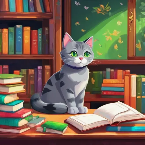 cat reading books