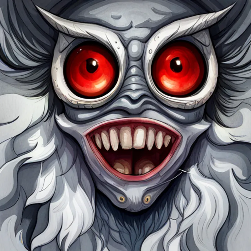 Scary monster with sharp teeth and red eyes