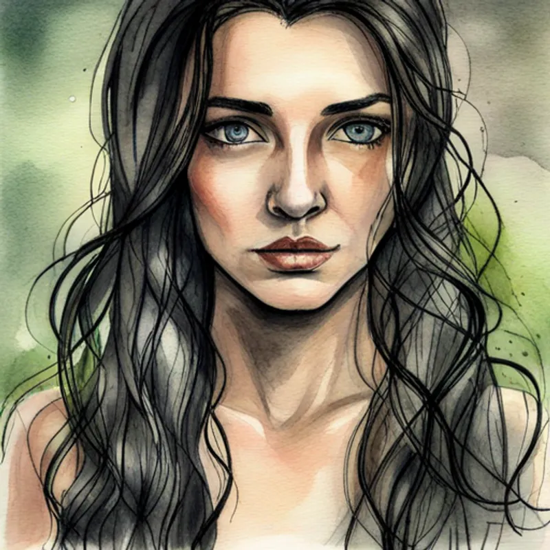 Brave girl with long black hair and curious eyes. being brave while others hide in fear
