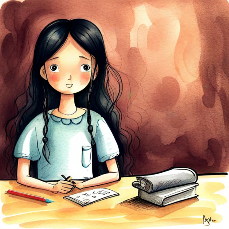 Brave girl with long black hair and curious eyes.'s father explaining patience with gestures