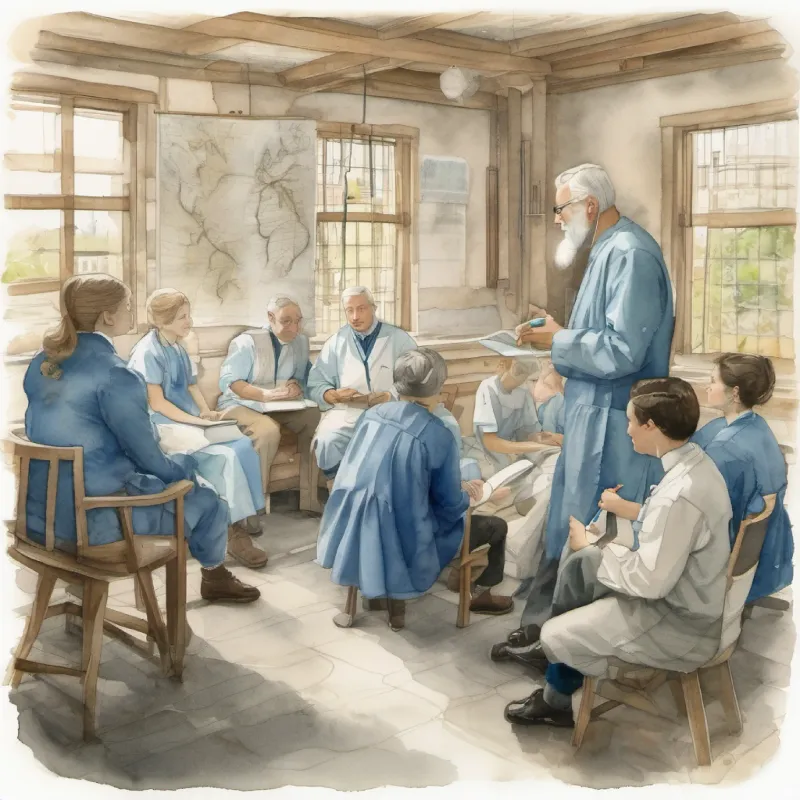 Seasoned surgeon with gray hair and piercing blue eyes explains Roots, students listen carefully.