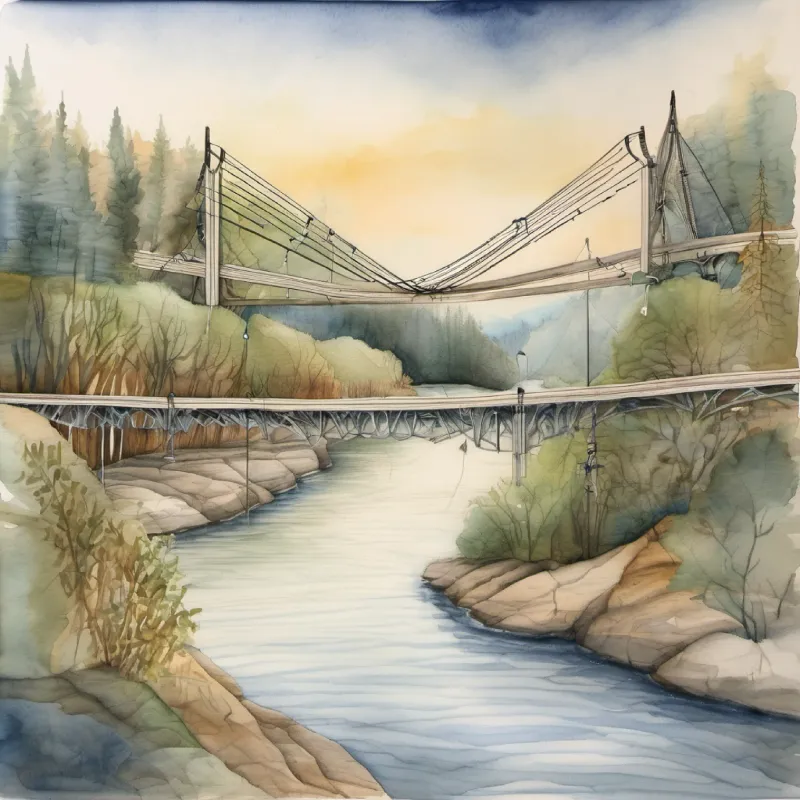 Cords imagined as bridges guiding signals across rivers.