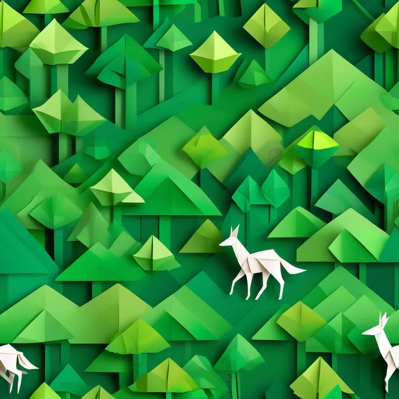 Father and Son heading into the forest, green colors