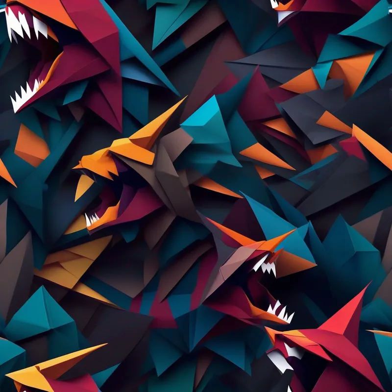 Father and Son overpowering the Giant and ferocious with sharp teeth, dark colors, victorious colors