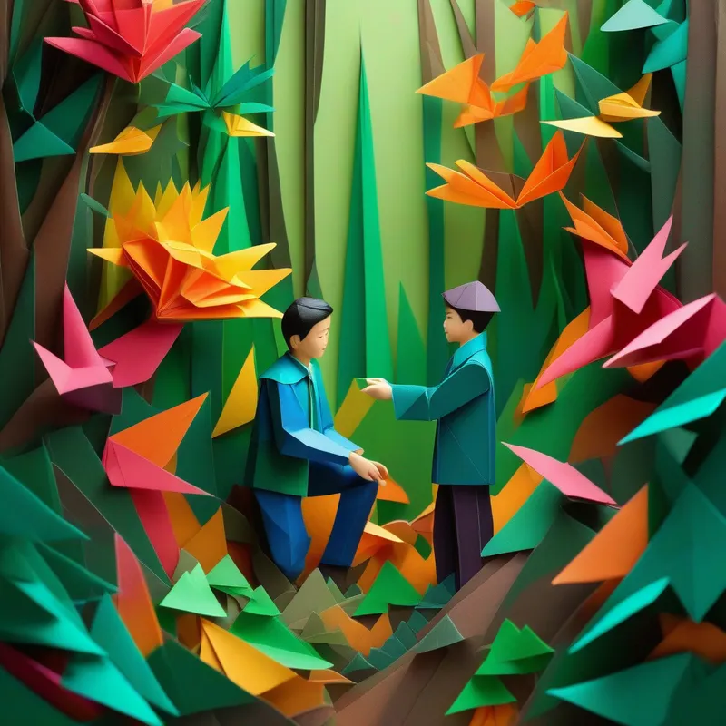 Father and Son becoming guardians of the forest, harmonious colors