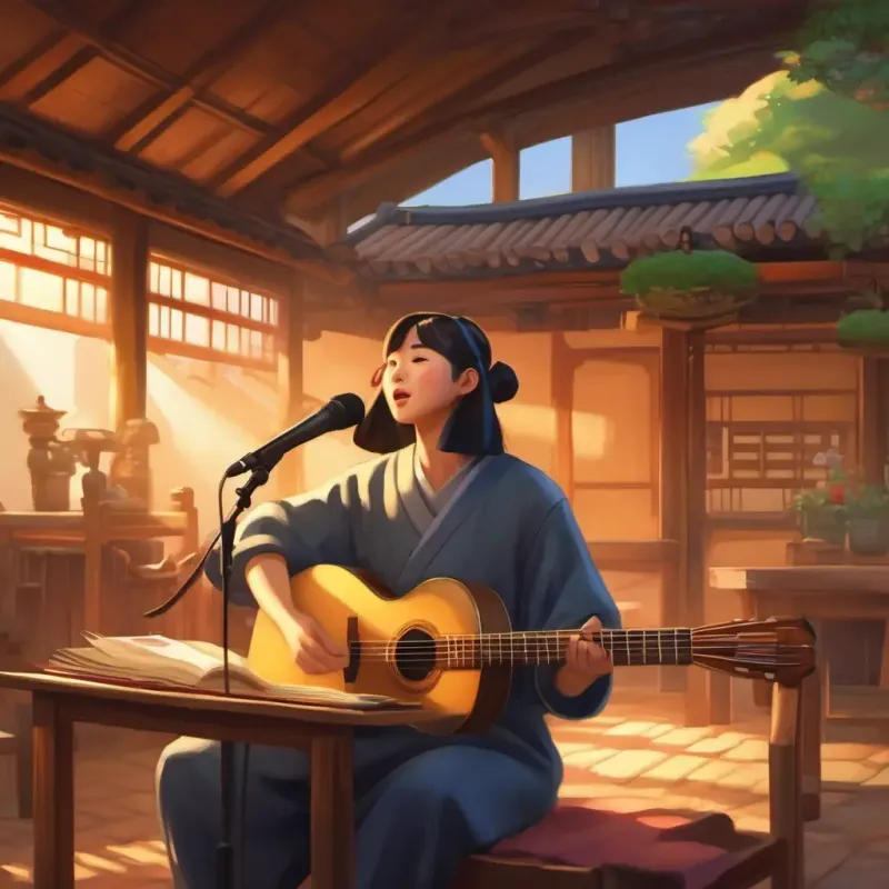 Introduction to the Korean setting, the main character is about to sing.