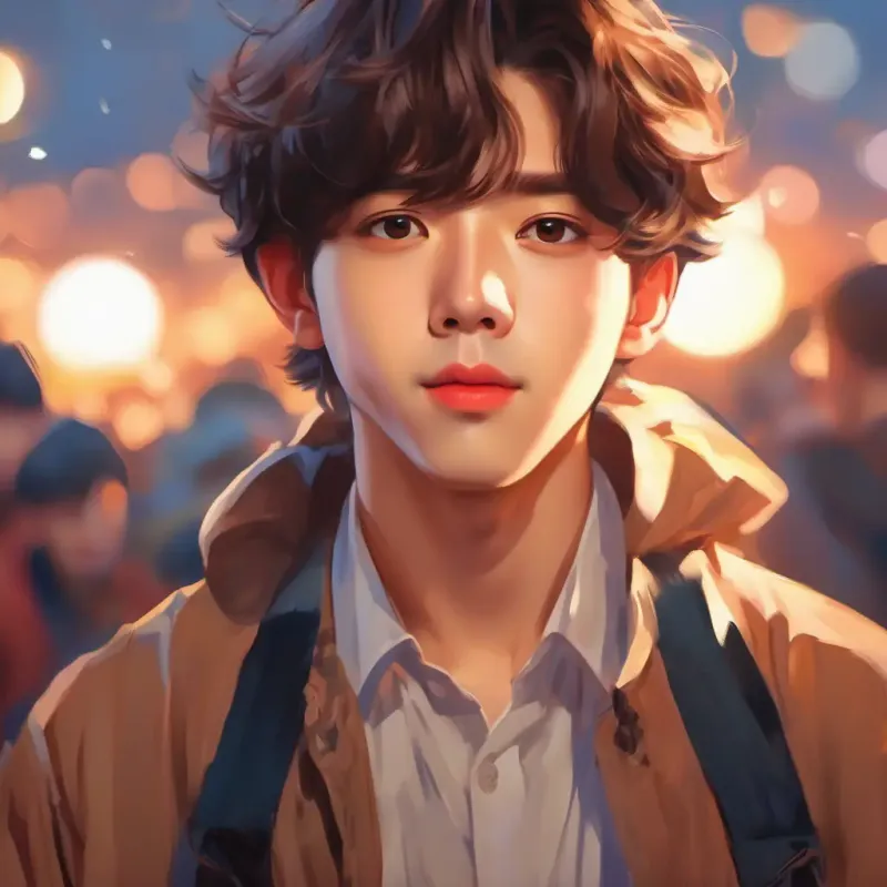 BTS member, kind gaze, with charismatic stage presence, light brown eyes proposes, a moment of vulnerability and anticipation.