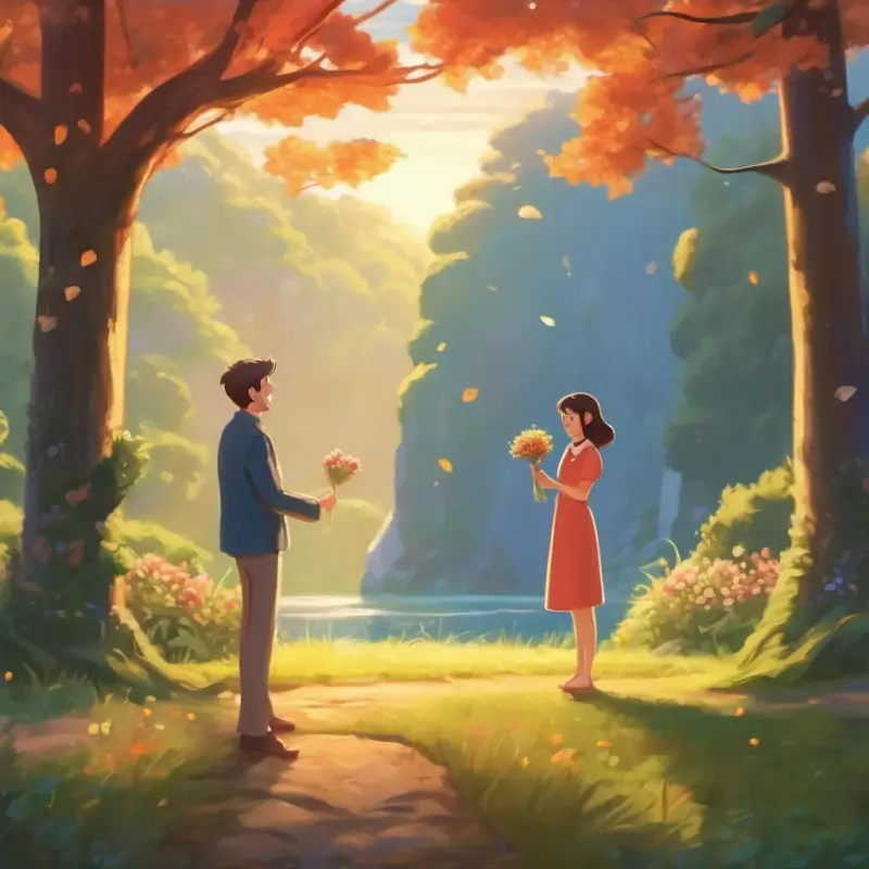 Main character accepts the proposal, emotional joy.